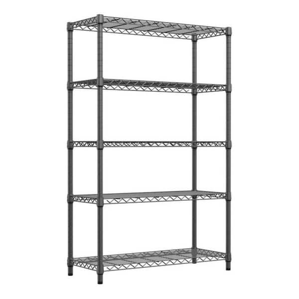 Kitchen Pantry, Wire Shelving Metal Storage Rack Adjustable Shelves, Standing Storage Shelf Units in Black-1 Piece