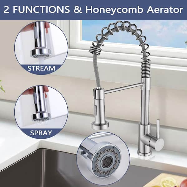 Single-Handle Pull Down Sprayer Kitchen Sink Faucet in Chrome