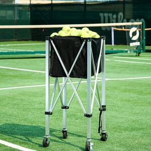 Hopper/Chariot Portable Pour Balles De Tennis - Capacité 180 Balles, 4 Roues Pivotantes, Poches Latérales, Pliable - Pour Tennis, Pickleball