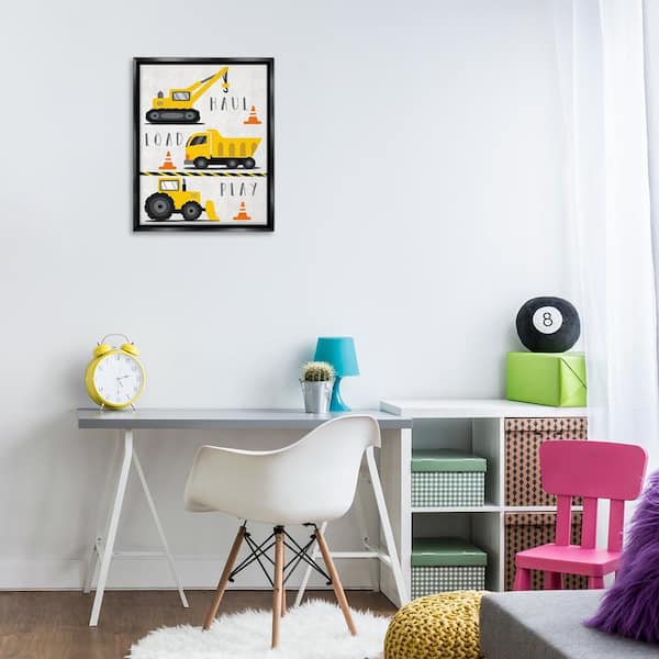 Haul Load Play Trucks by Elizabeth Tyndall Black Floater Frame Typography Graphic Art Print 21 in. x 17 in.