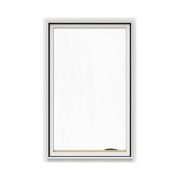 JELD-WEN 30.75 in. x 48.75 in. W-2500 Series White Painted Clad Wood Right-Handed Casement Window with BetterVue Mesh Screen