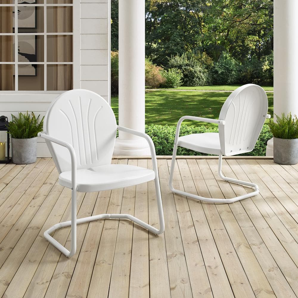 Griffith Vintage White Powder-Coated Steel Outdoor Chair