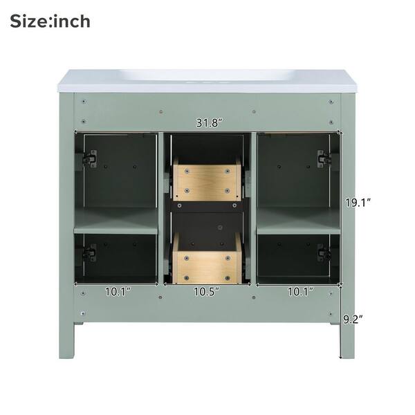 remodel 05 V.A. 『VANITY BOX』 Virubi 36 in. W Single Sink Bath Vanity in Green with White