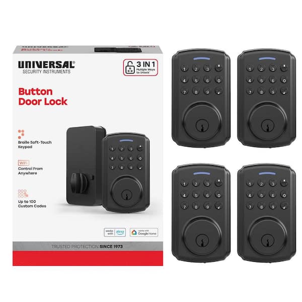 Black Single-Cylinder Smart Thumbturn Deadbolt Lock with 3 in 1 Way to Unlock by App, Keypad, or Key (4-Pack)