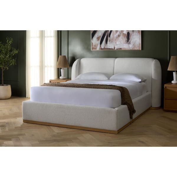 Martynia Beige Wood Frame King Panel Bed