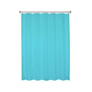 70 in. W x 72 in. H Medium Weight PEVA Shower Curtain Liner and Beaded Roller Ring Set in Blue
