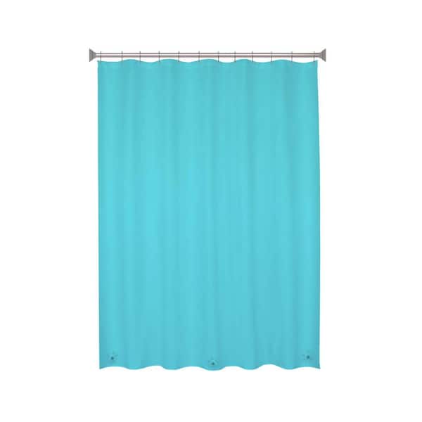 Kenney 70 in. W x 72 in. H Medium Weight PEVA Shower Curtain Liner and Beaded Roller Ring Set in Blue