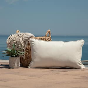 Oasis 24 in. Sand Cream Indoor/Outdoor Lumbar Pillow