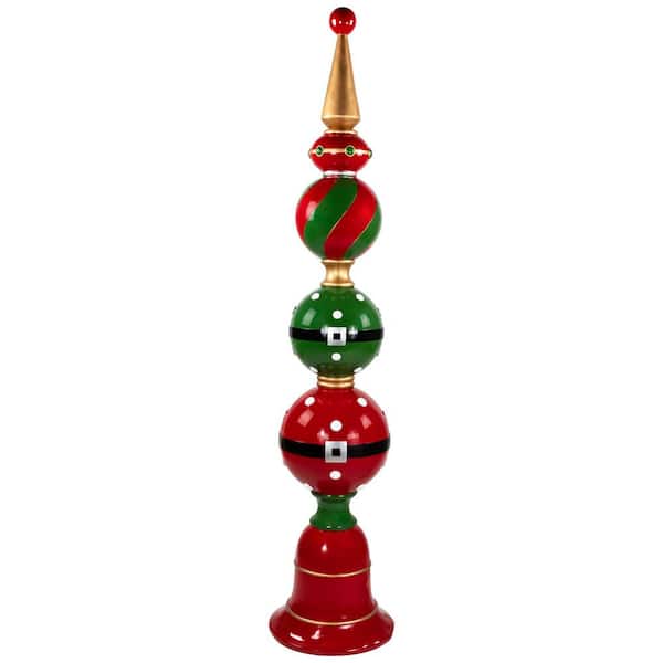 Ball Finial with Bell Base Commercial Size Christmas Decoration-65 in. -Red and Green