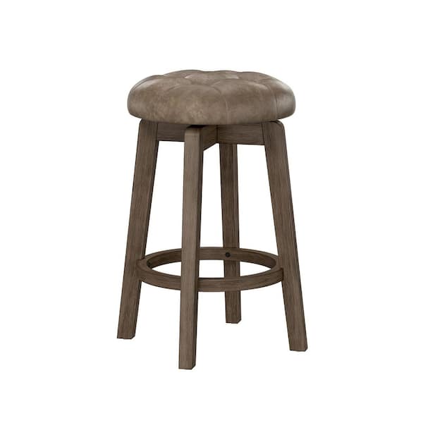 Hillsdale Furniture Odette 26.25 in. Rustic Gray and Taupe Backless Swivel Counter Stool