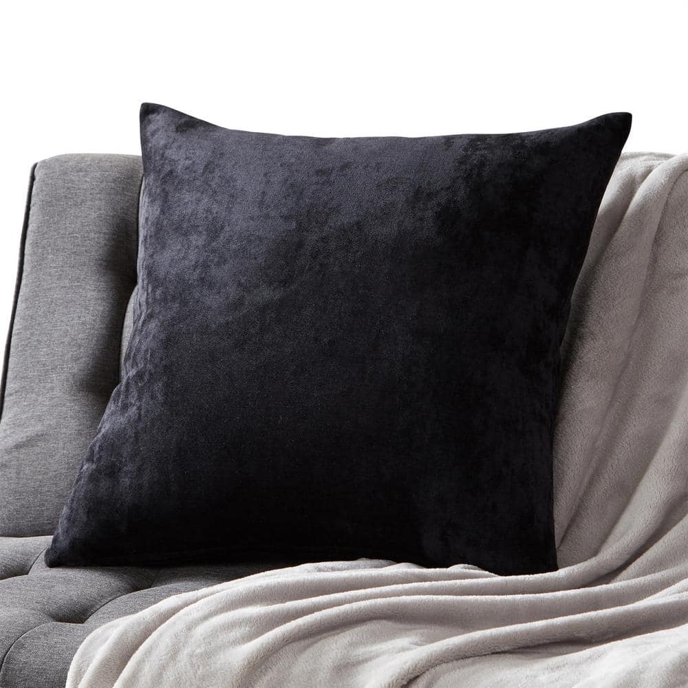 Sable Black Velvet 24-Inch Square Throw Pillow