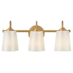 Honey 21.25 in. 3-Light Distressed Brass Vanity Light