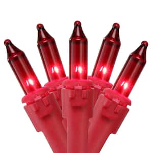 50-Count Red Mini Christmas Light Set 10 ft. Red Wire