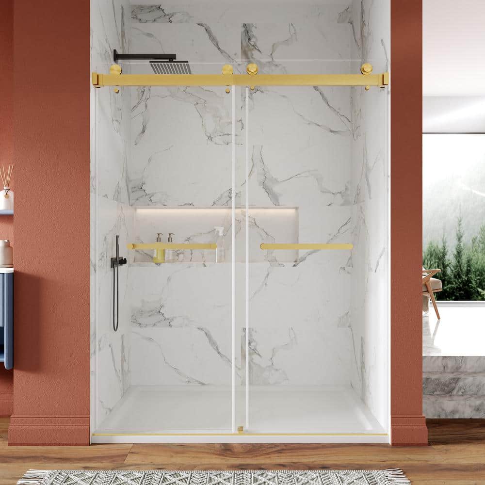 Concord Gold Frameless Sliding Shower Door with Tempered Glass