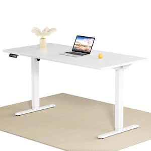 63 in. Rectangular White Electric Standing Computer Desk Height Adjustable Sit or Stand Up