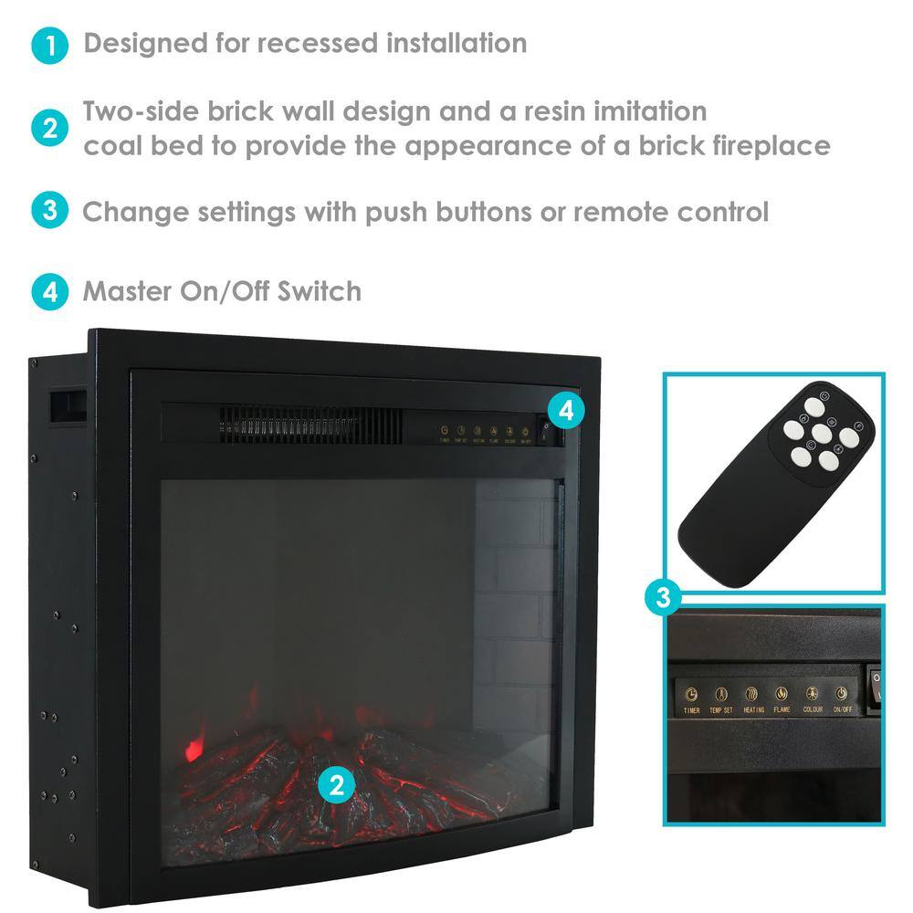 Cozy Warmth 28-Inch Black Steel Electric Fireplace Insert