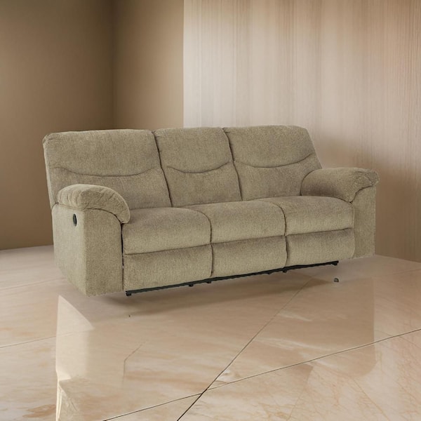 Benjara 41 in. Pillow Top Arm Polyester Rectangle Manual Recliner Sofa in Brown