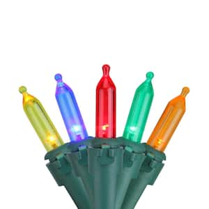 Set of 50 Multi-Color LED Mini Christmas Lights with Green Wire