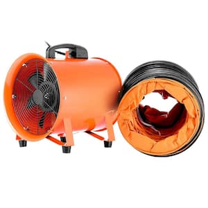 Pivoting Blower Fan 10 in. 0.45 HP Portable Ventilator High Velocity with 5M Duct Hose 1520 CFM 3300 RPM for factories