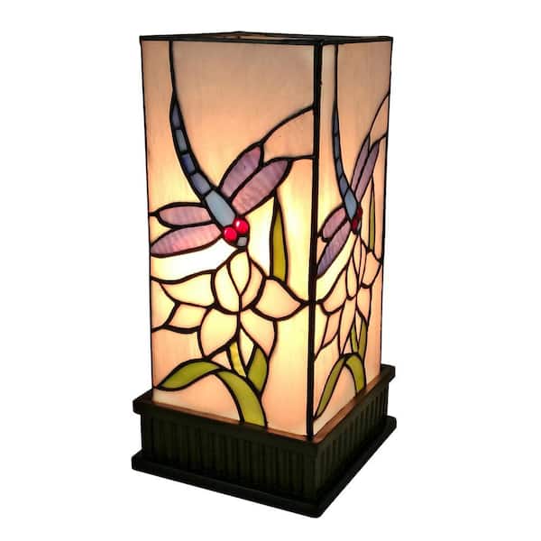Amora Lighting 12 in. Tiffany Style Dragonfly Finish Table Lamp
