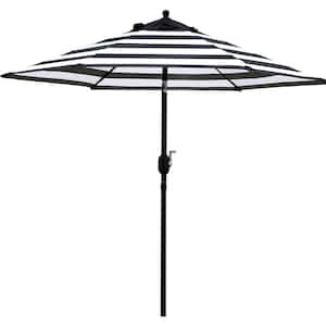 7.5' Patio Umbrella Outdoor Table Market Umbrella with Push Button Tilt/Crank, 6 Ribs (Black and White)Market Umbrella