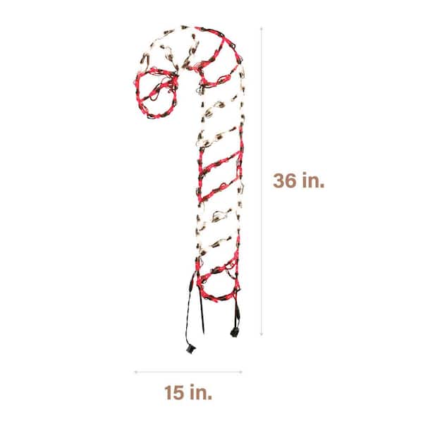 3 ft. 90-Light LED Red and White Candy Cane Novelty Light