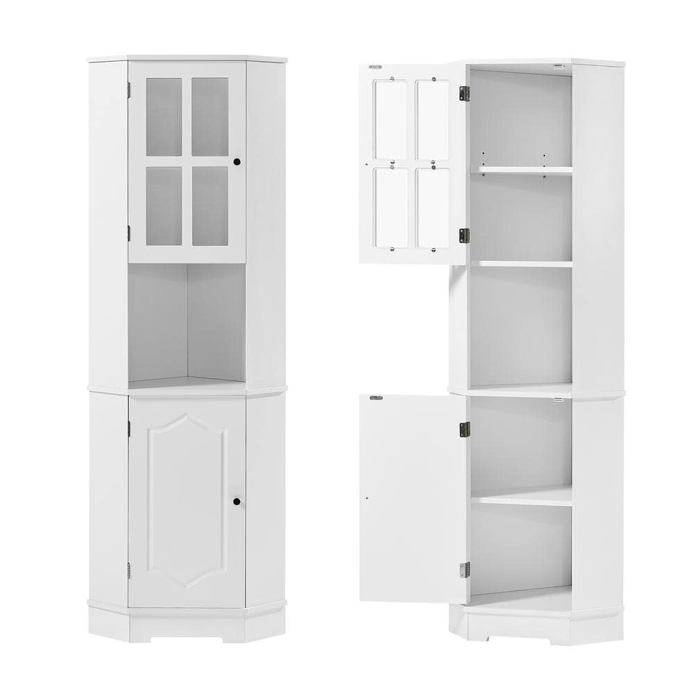 Cesicia 23 in. W x 16 in. D x 65 in. H White Freestanding Corner