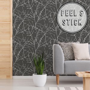 Branches Charcoal Vinyl Peelable Roll (Covers 30.75 sq. ft.)