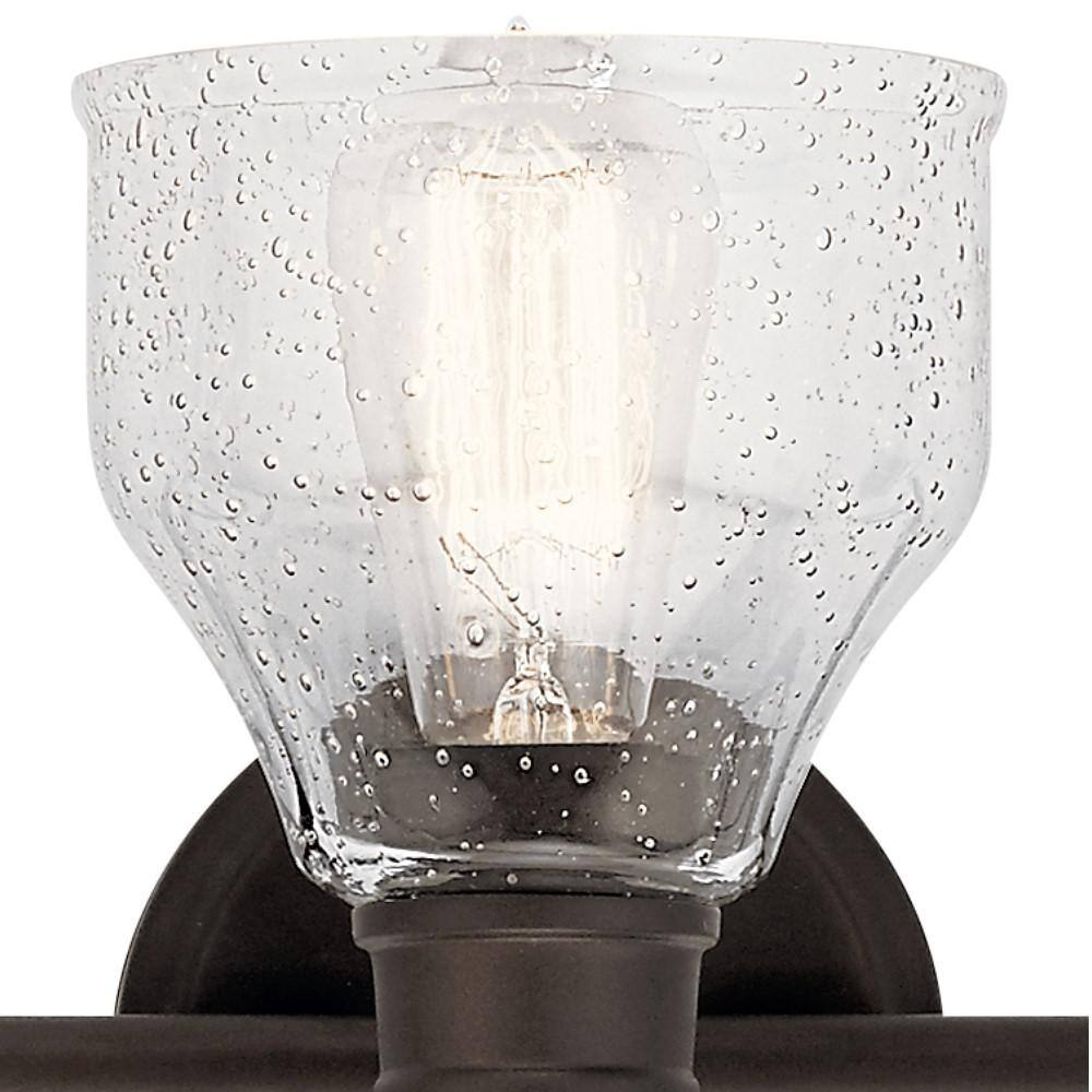 Avery Distressed Bronze 3-Light Vanity with Clear Seeded Glass