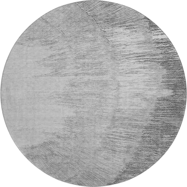 Addison Rugs Mayfield Premium Machine Washable Indoor/Outdoor Geometric AMF650 Gray 8 ft. x 8 ft. Round Area Rug