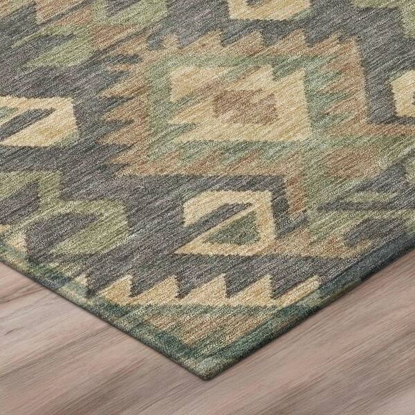 Chantille Machine Washable Indoor/Outdoor Abstract ACN2959 Fudge 8 ft. x 8 ft. Round Rug