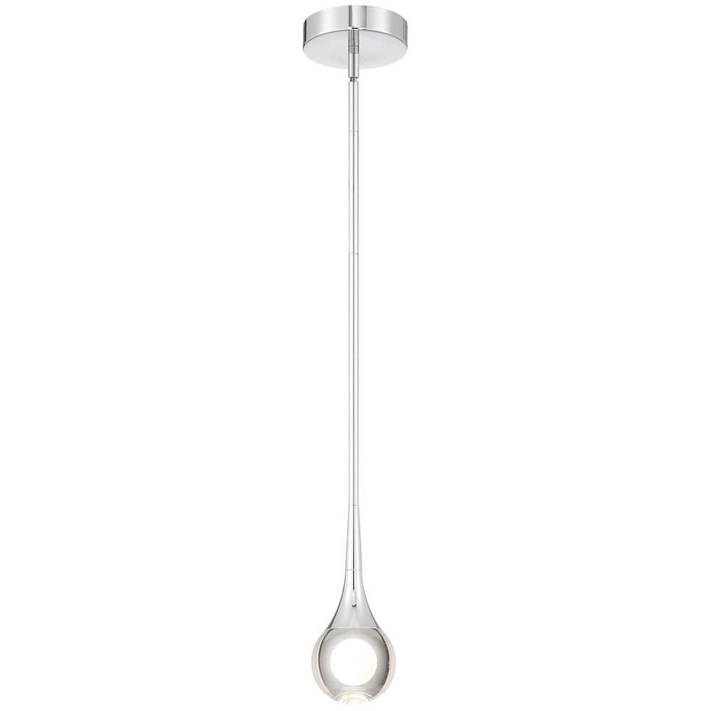 Georgia 8-Watt 1-Light Chrome Shaded Integrated LED Pendant Light