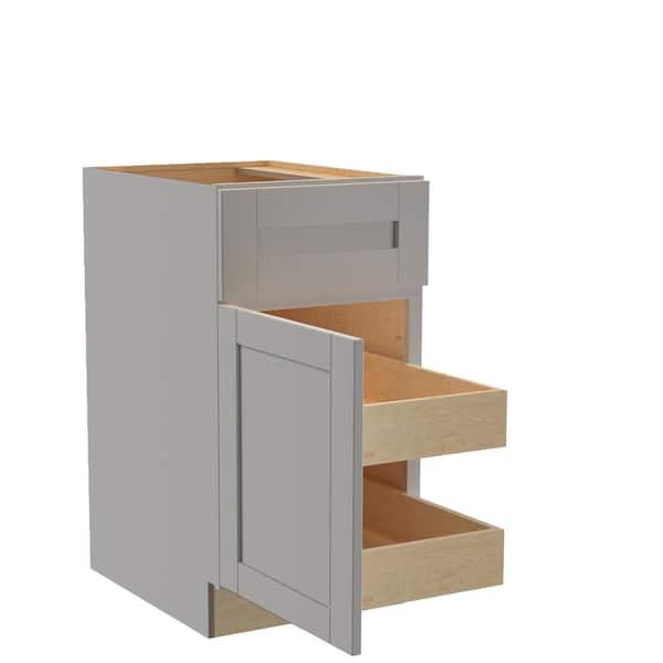 Home Decorators Collection Washington Veiled Gray Plywood Shaker Assembled Base Kitchen Cabinet FH 2 ROT Sft Cls L 21 in W x 24 in D x 34.5 in H