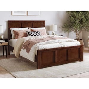 Charlotte Walnut Brown Solid Wood Frame Full Low Profile Platform Bed with Matching Footboard