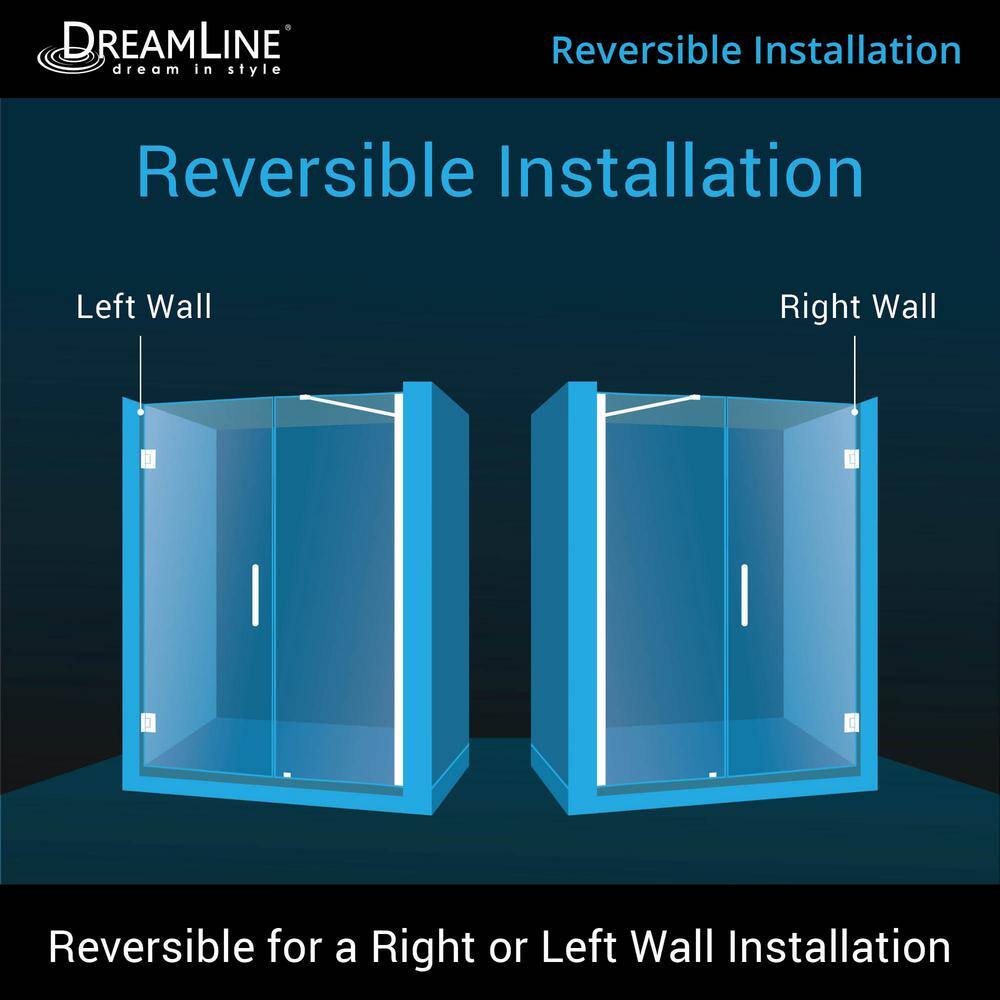 Unidoor 61" Frameless Clear Glass Shower Door with Black Hardware