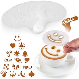 Zulay Plastic Stencils for Latte Art (16-Pack)