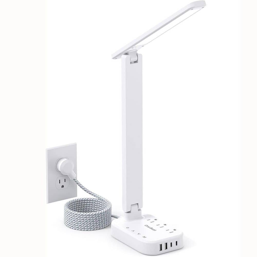 3-Outlet Power Strip with LED Desk Lamp, 4 USB Port-4 Mode 5 Level Touch La