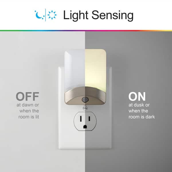 Lights By Night 0.5-Watt Plug In Light Sensing Rib Shade Integrated LED Night  Light, 4-Pack 31924 - The Home Depot