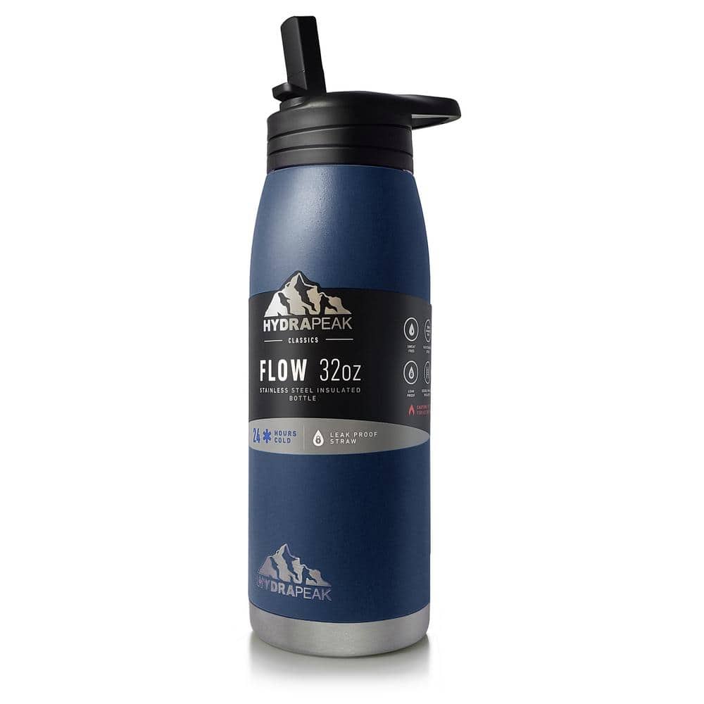 HYDRAPEAK Stainless Steel Insulated Water Bottle Active 32 Oz Navy Blue