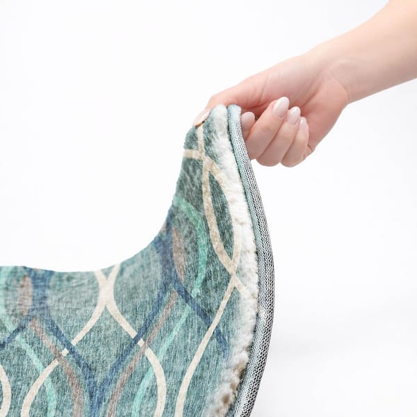Dream Shag Premium Machine Washable Abstract ADS757 Teal 3 ft. x 4 ft. Area Rug