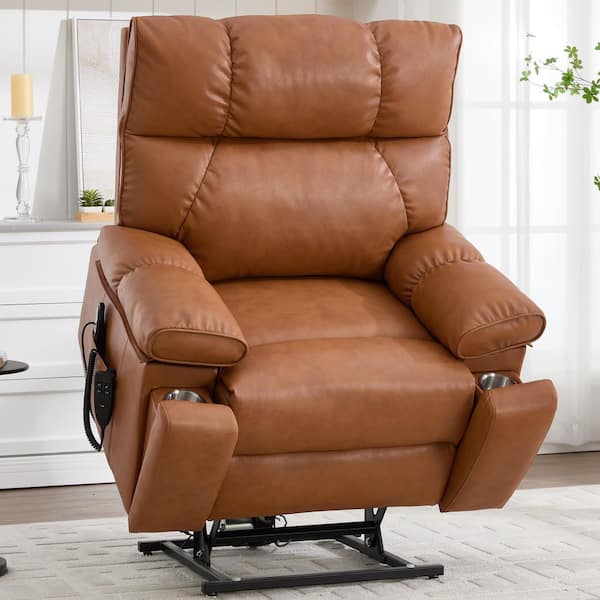aisword Caramel Oversized Dual Motor Genuine Leather Power Lift