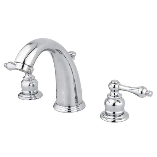 Kingston Brass Victorian 2-Handle 8 in. Widespread Bathroom Faucets with Plastic Pop-Up in Polished Chrome