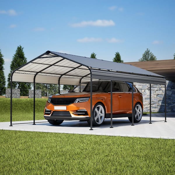 12 ft. W x 20 ft. D Metal Carport, Heavy Duty Outdoor Galvanized Car Shelter for Car Boat Truck and SUVs Black