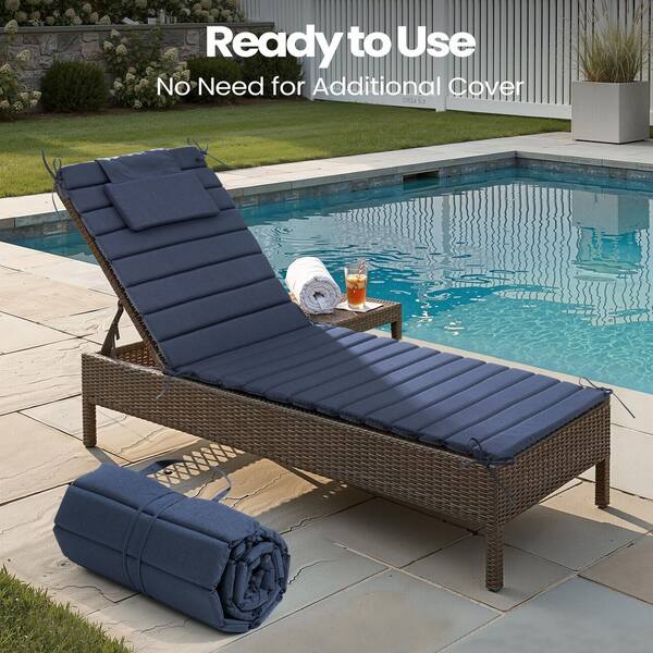 クッションカバー Cushion Cover navy line Pellebant 26 in. x 79.9 in. Multi-Piece Outdoor Chaise Lounge