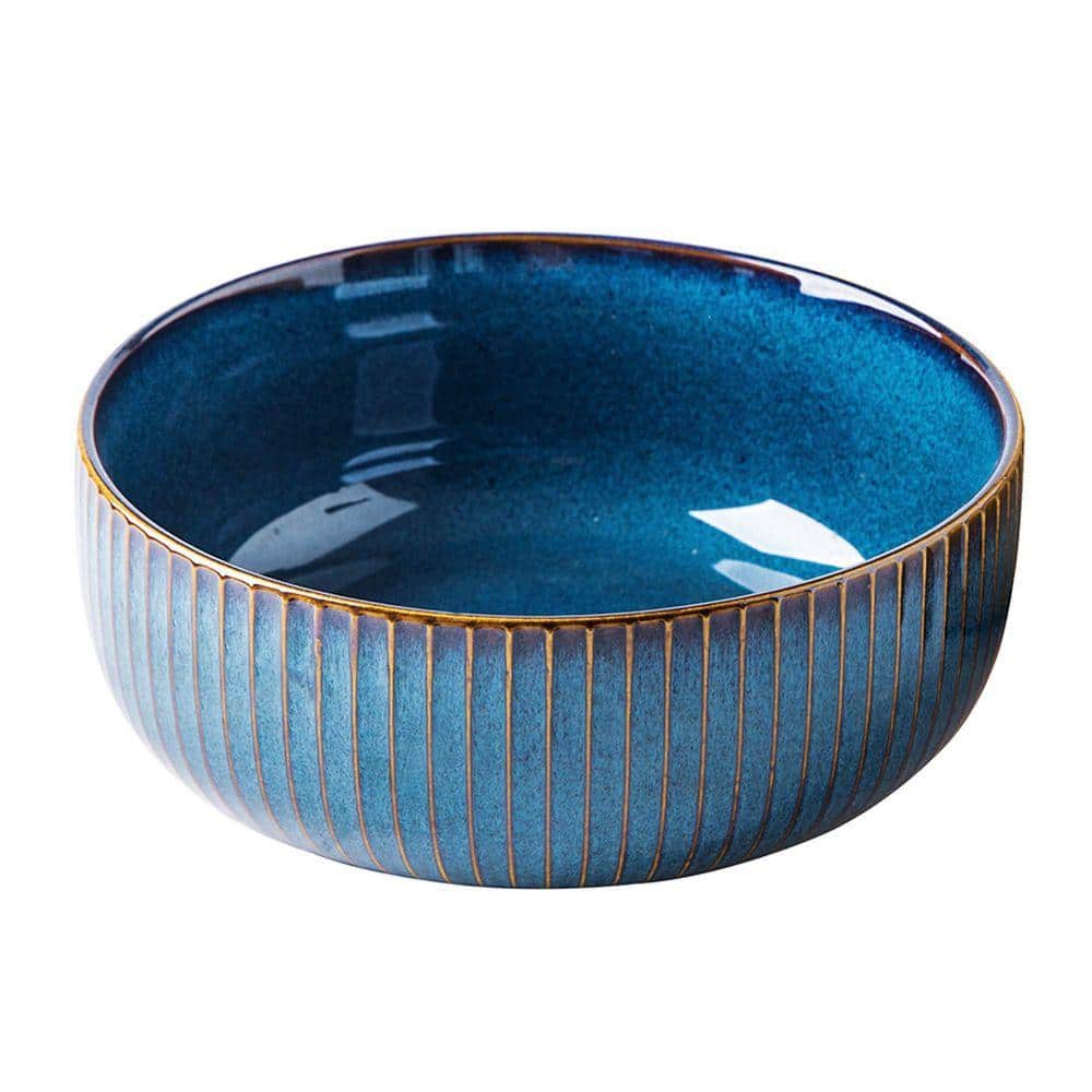 ブルーディナーボウル 1pc Porcelain Round Serving Bowl Blue Decorative Bowl for Salad