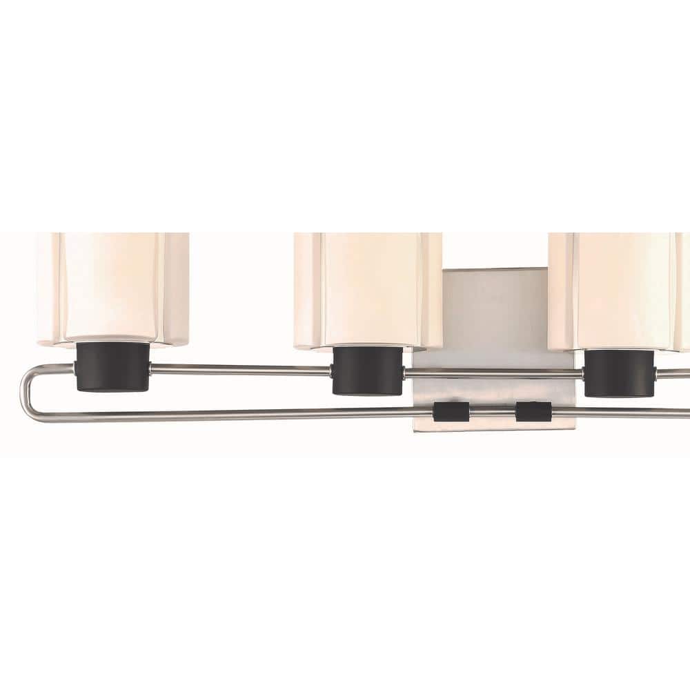 Coal and Brushed Nickel Cylinder Vanity Light with Etched Opal Shade