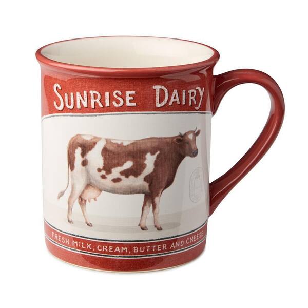 Vintage Farm Mugs Set of 4 with Farm Animals - 16 oz. Coffee Mugs