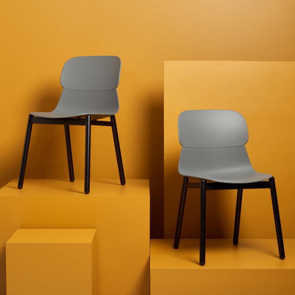 Abbie Gray/Black Abbie Molded Plastic Dining Chair (Set of 2)