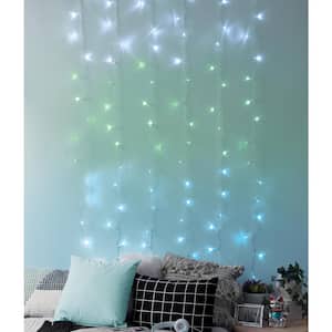 112 Mint Ombre Light 4.2 ft. x 5 ft. Indoor Battery Operated Integrated LED Curtain Lights with Remote Control