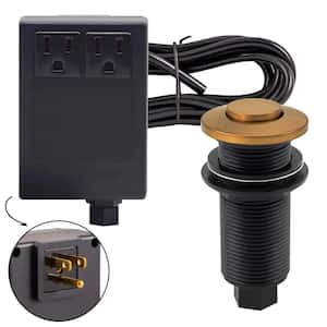 Sink Top Waste Disposal Air Switch and Dual Outlet Control Box, Flush Button, Brushed Bronze